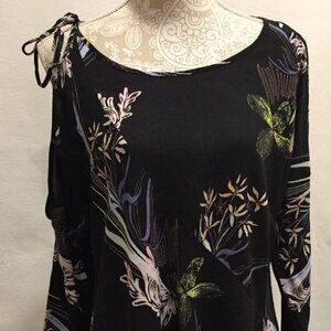 Free People Floral Cold Shoulder Tie Top Size S